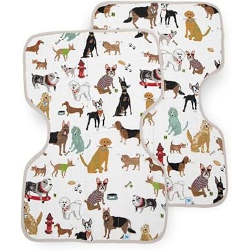 Little Unicorn Ultra-Absorbent Premium Burp Cloth 2 Pack | Soft on Baby's Skin | Larger Size | Ergonomic Design | Set of 2 (Woof)