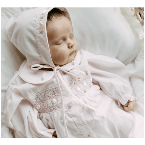 Ribbon Smocked Take Me Home Gown with Hat | Feltman Brothers