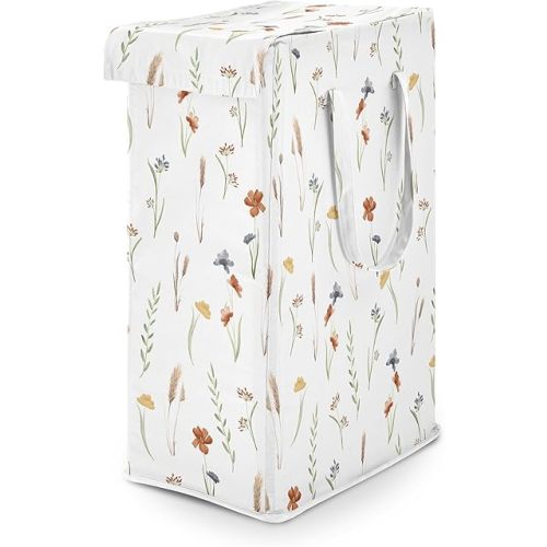Sweet Jojo Designs Boho Floral Garden Flower Girl Laundry Hamper Foldable Dirty Clothes Basket with Handles for Baby Nursery Kid Bedroom Teen Bathroom Watercolor Bohemian Farmhouse Vintage Shabby Chic