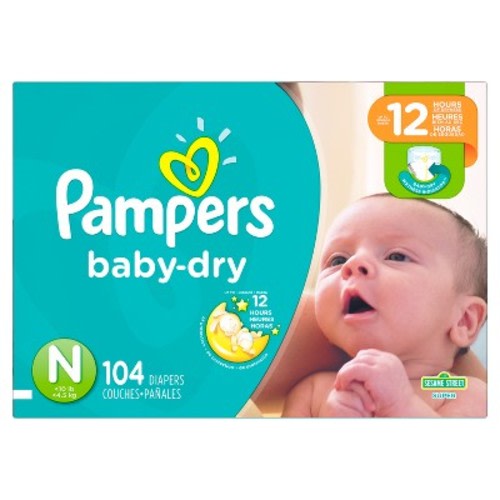 Pampers Baby Dry Diapers Super Pack Size Newborn (104 ct)