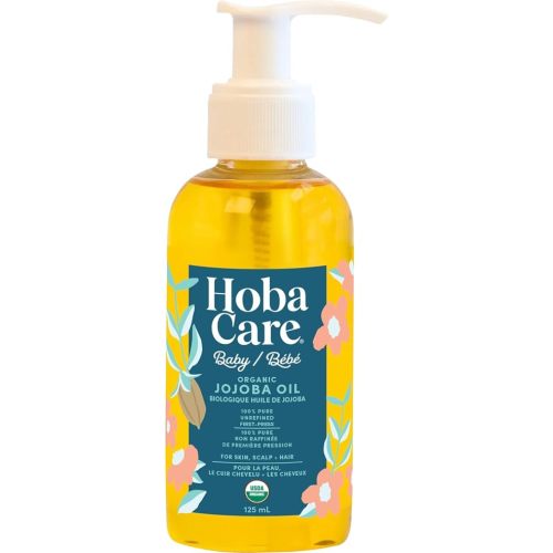 HobaCare Organic Jojoba Baby Oil with Pump – 100% Pure Natural Unrefined Unscented Cold Pressed Jojoba Oil for Baby Hair, Infant Skin, Body Care (4.22 fl oz / 125 ml)