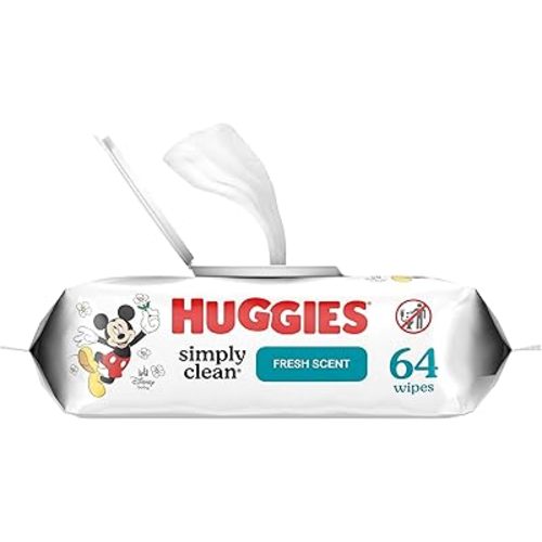 Huggies Simply Clean Fresh Scent Baby Wipes, 3 Flip-Top Packs of 64 (192 Wipes Total)