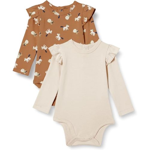 Amazon Essentials Baby Girls' Long-Sleeved Ruffle Bodysuits