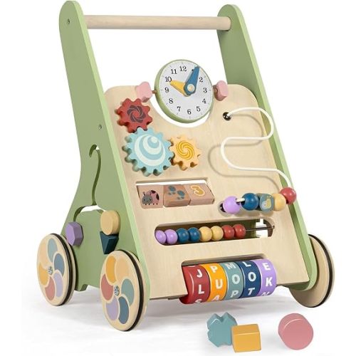 Wooden Push Walker for Baby 12 Months Toy with Wheels Small Size