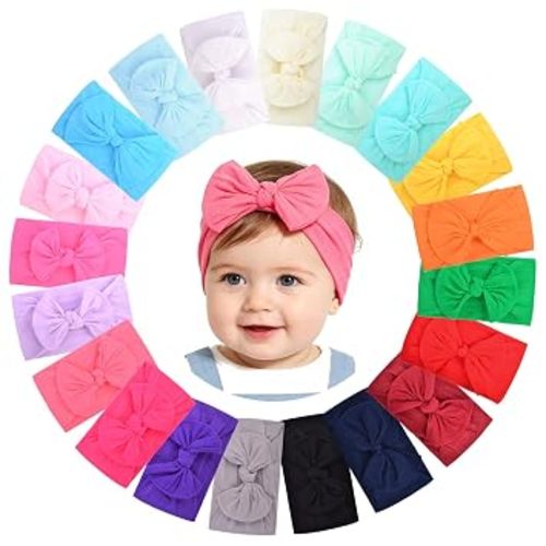 jollybows 20pcs Baby Headbands Baby Girls Bows Stretch Nylon Headbands