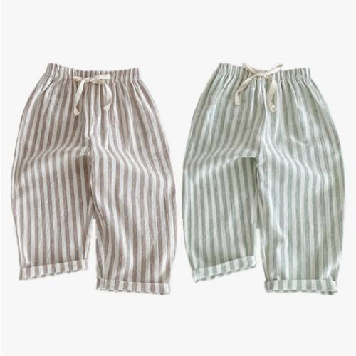 Ashmyova Classic Casual Pants for Boys Thin Cotton Stripe Elastics Waist Spring Summer Trousers Toddler Long Pants 2Pcs