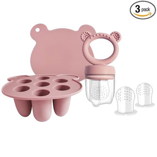 Big Spinach Silicone Freezer Tray Baby Fruit Feeder Food Teething Set Must-Have Pacifiers and Food Storage Containers for Babies 6 Months and Up