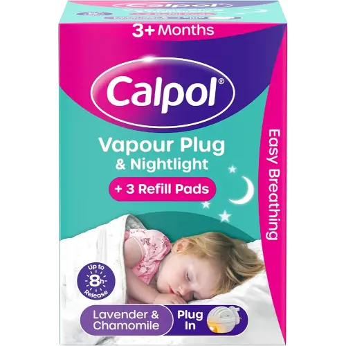 Calpol Vapour Plug Nightlight Lavender Chamomile 3+ Months (Orange Light)- Plug and 3 refills