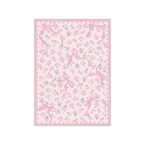 Dakota Fields 5' X 7' Pink Bow Floral Rug for Nursery & Vanity | Wayfair