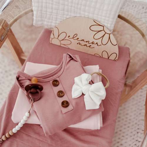 Personalized Half Moon Wood Announcement | Daisy