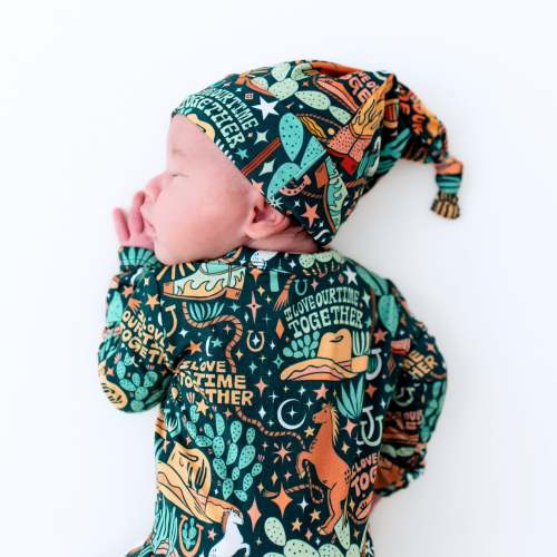 Bamboo Footie Zipper Baby Pajama - Western Cowboy Bamboo Onesie Sleeper - I Love Our Time Together Affirmation – Raising Mama