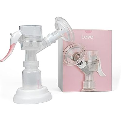 Limerick Love Manual Breast Pump, Easy-to-Use & Portable, Includes ComforTouch Silicone Breast Cup, BPA-Free Bottle with Cap, Silicone Gasket & Stand, Locking Handle for Convenient Storage