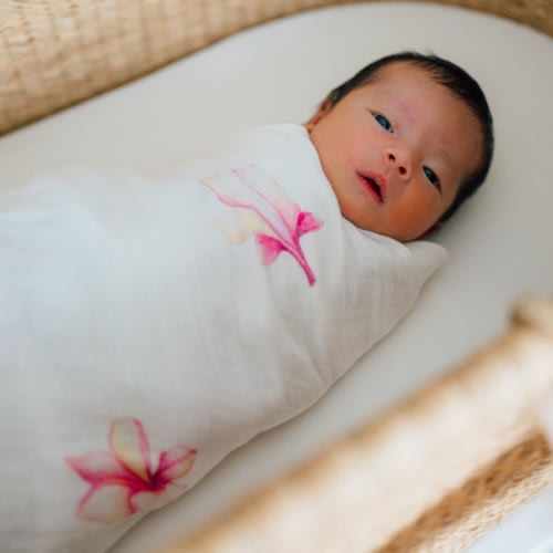 Plumeria Muslin Swaddle Blanket - Coco Moon