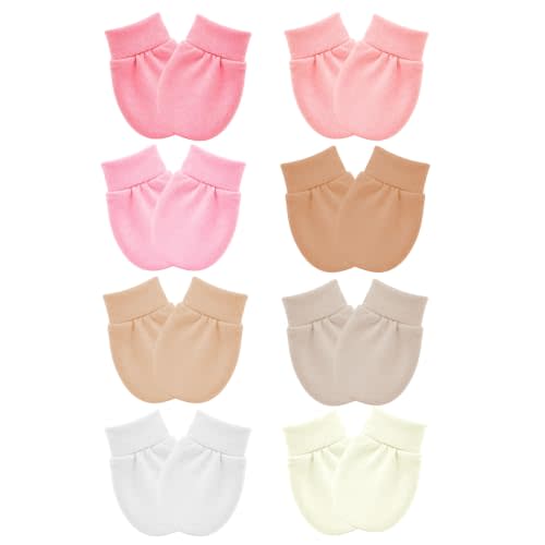 8 Pairs Newborn Baby Mittens No Scratch Infant Baby Cotton Gloves Newborn for 0-6 Months Baby Boys Girls