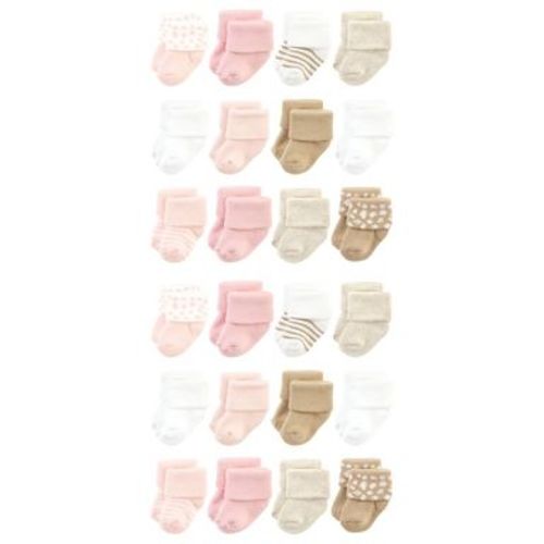 Hudson Baby Cotton Rich Baby Terry Socks 24-Pack, Pink Cheetah, 0-6 Months