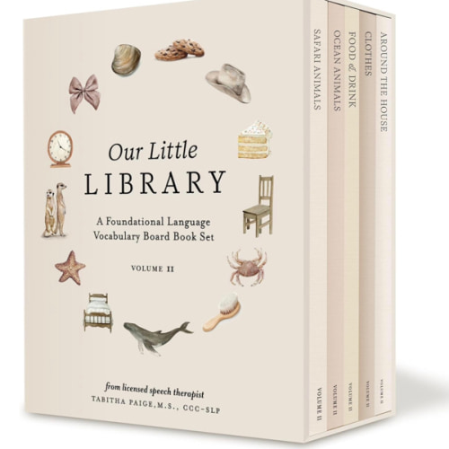 Our Little Library Vol. 2: First 100 Words Board Book Box Set, including Ocean Animals, Safari Animals, Food and Drink, Clothes, and Around the House (Tabitha Paige Children's Book Series)