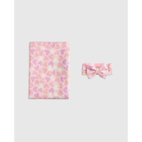 Bamboo Swaddle and Bow Set in Soft Ditsy Floral