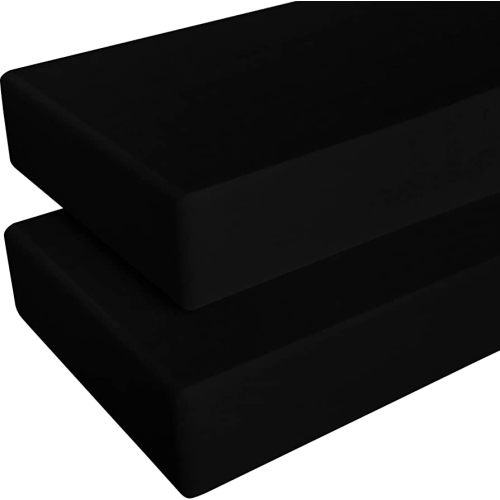 NTBAY 2 Pack 100% Brushed Microfiber Fitted Crib Sheet, Super Soft and Cozy 28x52 Crib Sheet for Standard Crib and Toddler Mattresses, Boys, Girls, Unisex, Black, 28x52 Inches