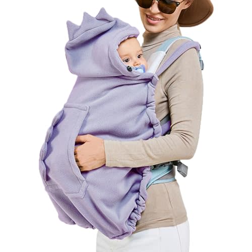 Baby Carrier Cover Stroller Cover,Newborn Hooded Stretchy Cloak,Soft Kangaroo Hoodie for Mom Baby,Suit for All Seasons (Purple)