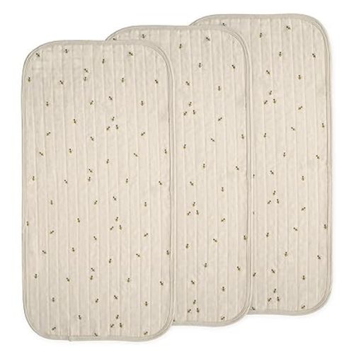 mushie Water Repellent Changing Pad Liners | Made with Organic Cotton | Set of 3 (Pastel Blooms Combo)