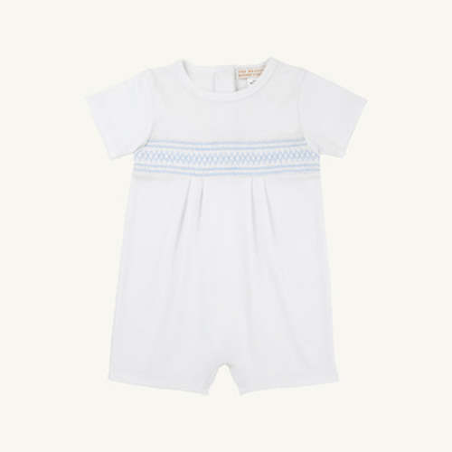 Sebastian Smocked Romper - Worth Avenue with Beale Street Blue with Sarasota Sky
