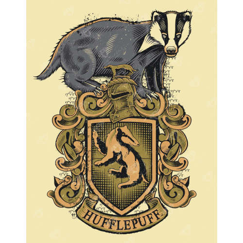 Hufflepuff™ Crest - Tomes & Scrolls — 22" x 28″ (56cm x 71cm) / Square With 7 Colors Including 1 AB / 62,101