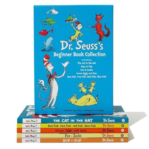 Dr. Seuss's Beginner Book Boxed Set Collection: The Cat in the Hat; One Fish Two Fish Red Fish Blue Fish; Green Eggs and Ham; Hop on Pop; Fox in Socks