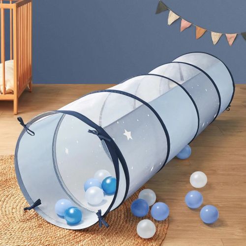 Tiny Land® Adventure Play Tunnel for Toddlers, 69" x 18" Pop Up Tunnel - Blue
