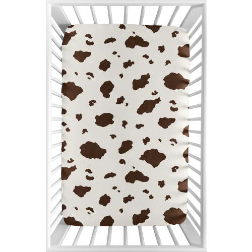 Wild West Cow Print Mini Fitted Crib Sheet by Sweet Jojo Designs