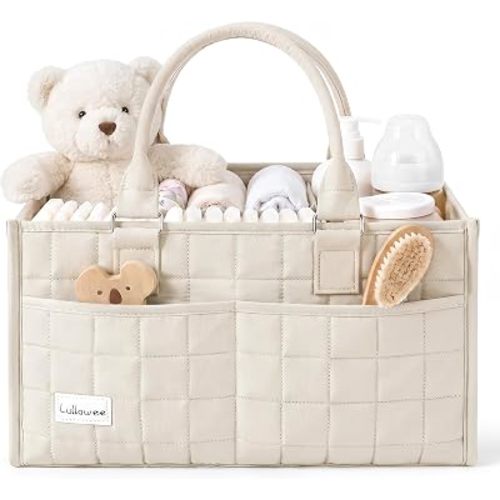 Baby Diaper Caddy Organizer, Portable Nursery Storage Basket with Handle