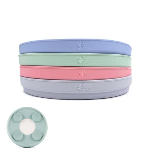 Elk and Friends Kids 7.8” Porcelain Plate Silicone Suction Sleeves | Microwave & Dishwasher Safe