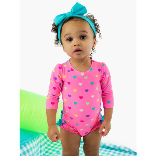 Long Sleeve One Piece Rash Guard | RuffleButts & RuggedButts