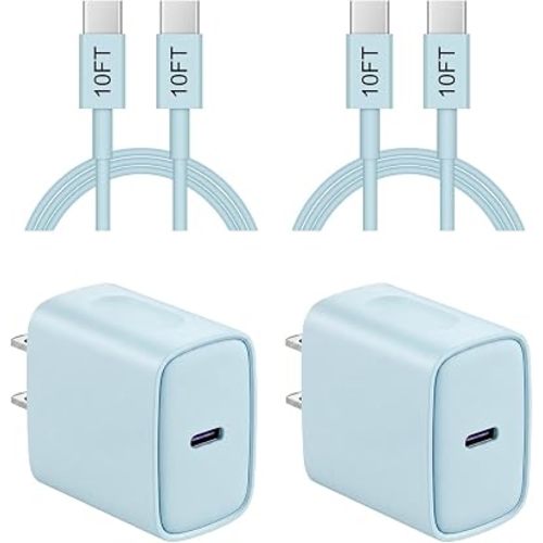 iPhone 17 16 15 Charger Fast Charging 10FT - 20W USB C Charger Block