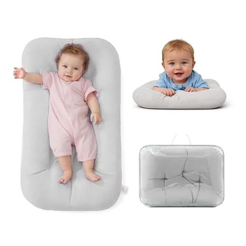 Baby Lounger for Infants Babies 0-12 Months, Bionic Organic Lounger, Soft Cotton Breathable Infant Floor Seats & Loungers for Newborn Baby Shower Gifts (Light Green)