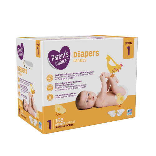 Parent's Choice Diapers, Size 1, 168 Diapers