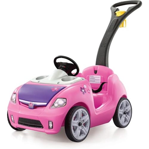 Step2 Whisper Ride II Kids Push Cars, Ride On Car, Seat Belt, Horn, Toddlers Ages 1.5 – 4 Years Old, Max Weight 50 lbs., Quick Storage, Stroller Substitute, Pink