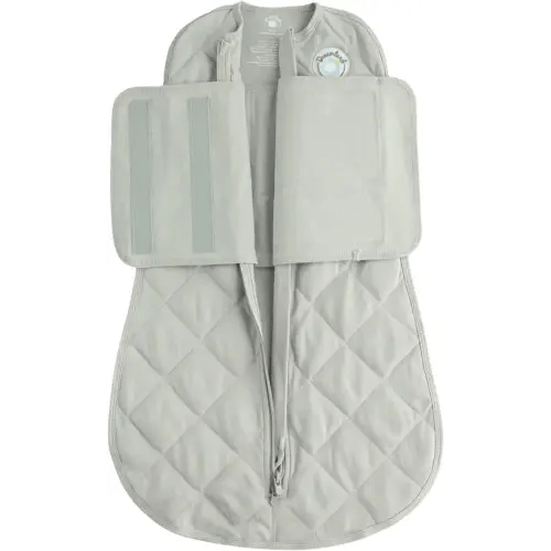 DREAMLAND BABY Weighted Sleep Swaddle Sack, Babies Aged 0-6 Months. 100% Cotton, Evenly Distributed Weight from Shoulders to Toes (Grey)