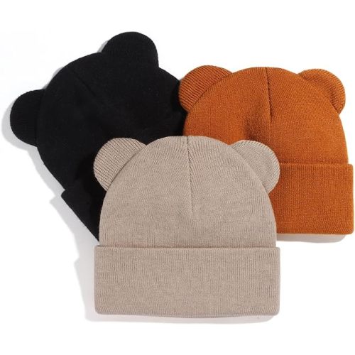 Baby Winter Beanie Hat,Kids Cute Bear Ears Soft Knit Beanie for Infant Boys Girl Warm Winter Hat Caps 0-6 Months