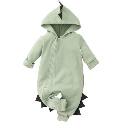 Infant Baby Boy Dinosaur Clothes Long Sleeve Hooded Romper Jumpsuit Outfits