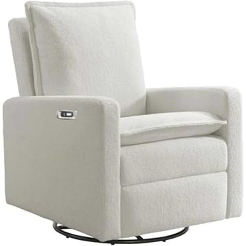 Oxford Baby Uptown Power Recliner/Glider, Boucle White