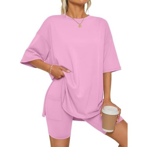 LILLUSORY Womens Lounge Sets Shorts 2 Piece Matching Pajamas Summer Outfits 2026 Casual Oversized Sweatsuits Spring Clothes