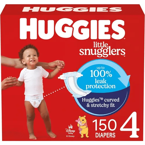 Huggies Size 4 Diapers, Little Snugglers Baby Diapers, Size 4 (22-37 lbs), 150 Count (6 Packs of 25), Packaging May Vary