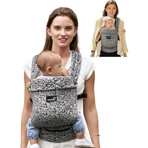 GROWNSY Baby Carrier Newborn to Toddler, Lightweight Ergonomic 7-44 lbs Newborn Carrier with Head Support, Easy to Wear Hands Free Infant Carrier for 0-36 Months, Gray Spots Leopard