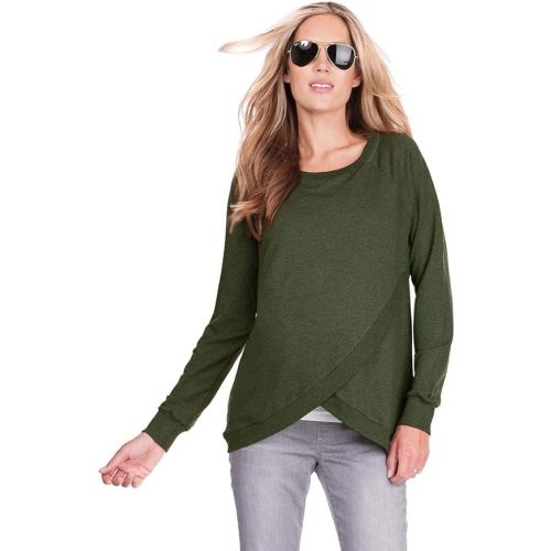 Seraphine Women's Maternity & Nursing Front Wrap Sweater Olive Green