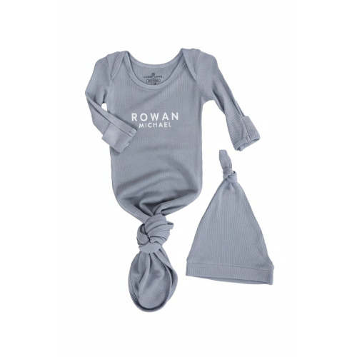 Boy Personalized Bamboo Newborn Baby Knot Gown & Hat