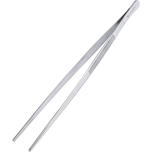 12 Inch Kitchen Tweezers Fine Tweezer Tongs, MSY BIGSUNNY Stainless Steel Food Tweezers Multi-function Precision Serrated Tips Cooking Tongs Kitchen Serving Tong