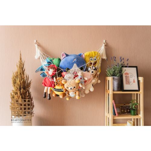 Macrame Toy Hammock, Squishmallow Storage, Stuff Animal Hammock, Kids Room Storage, Boho storage, Playroom Decor, Gift From Grandkids H25