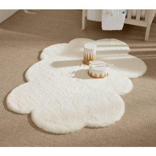 Machine Washable Faux Fur Nursery Cloud Shaped Rug