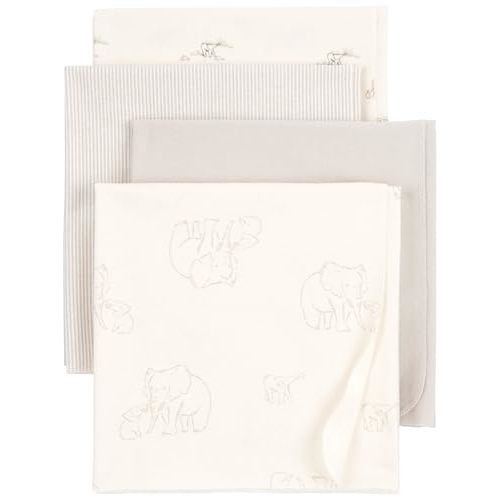 Carter's Baby Unisex Receiving Blankets 4-Pack (Cream Elephant)