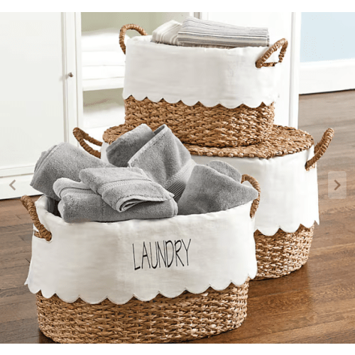 Bunny Williams Nesting Baskets with Scalloped Liner - Set of 3